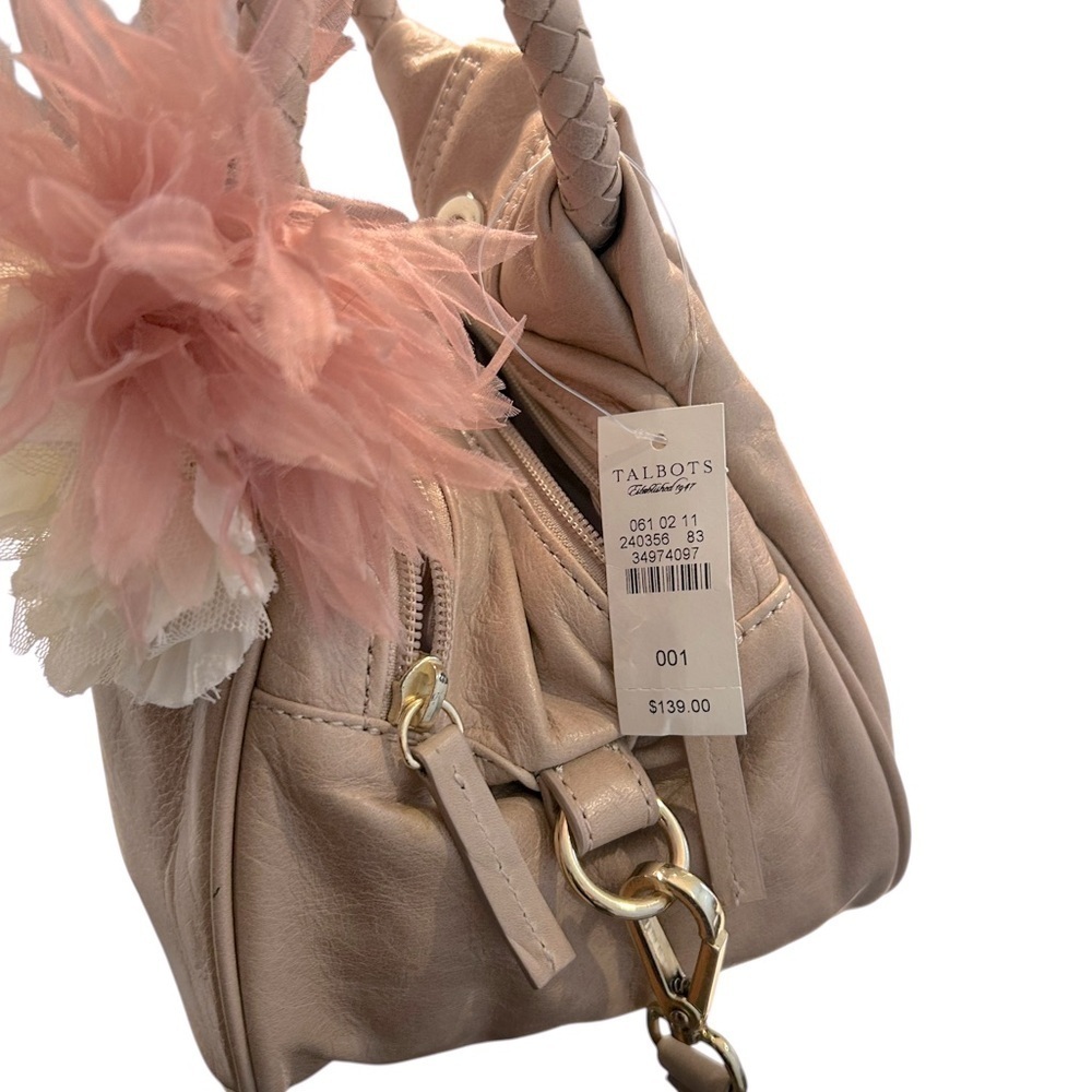 NWT Talbots Genuine Leather Handbag/Crossbody w/Silk Flowers - Picture 11 of 16